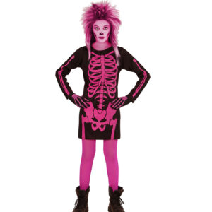 KOSTIM Kostur, Skeleton Girl Pink je kostim namijenjen djeci od 8-10 godina . Savršen je za lude partije, proslave Halloweena ili karnevalske povorke.