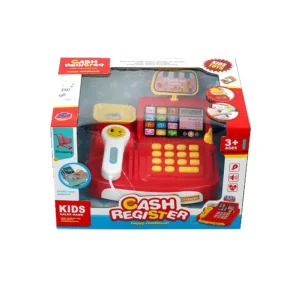 Blagajna na baterije. Uz ovu igračku vaše dijete će provesti mnoge sate igrajući se trgovca. U pakiranju se nalaze kasa, čitač bar kodova, kreditna kartica, novčanice i kovanice.