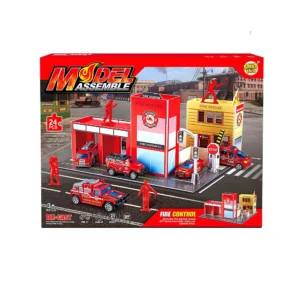 Vatrogasna postaja. U prekrasnom pakiranju veličine 31x5x24 centimetra nalazi se sve potrebno za postavljanje vatrogasne postaje. Pakiranje sadrži 24 komada raznih dijelova za sastavljanje, 4 vatrogasca te 1 nasumce pakirano vatrogasno vozilo.