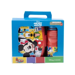 Komplet za užinu Mickey Mouse. Komplet se sastoji se od 1 kutijice za užinu i 1 boce sa sportskim čepom. Praktičan set za djecu s kojim će s osmijehom doručkovati, ručati ili večerati.