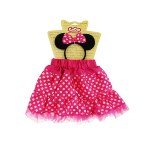 Kostim Mišica roza. Komplet za mišicu koji sadrži suknju i rajf sa mašnicom. Komplet je izrađen od poliestera, roza boje, sa bijelim točkicama.