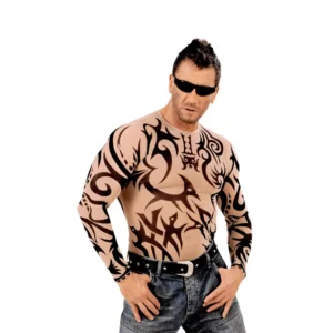 Majica tattoo. Karnevalska majica u boji kože sa nacrtanim tetovažama. Majica je izrađena od 92% poliesterskog vlakna i 8% likre.