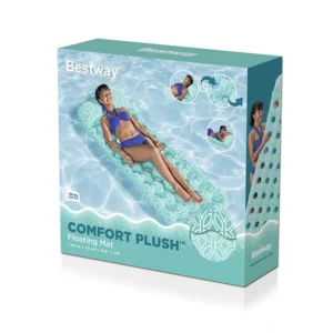 Madrac Comfort Plush. Madrac za plivanje veličine 1.98m x 74 cm sa mekanim, plišanom presvlakom i naslonom za glavu. Izrađen od čvrstog PVC-a, ovaj madrac ima maksimalnu nosivost od čak 100 kg.