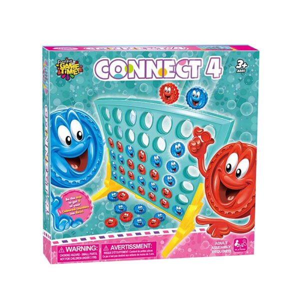 Connect 4 društvena igra za dvoje igrača koja potiče logičko razmišljanje i strateško planiranje. Uživajte u klasičnoj igri koja spaja generacije! Set sadrži ploču, 21 crvenu i 21 plavu pločicu. Igra je sigurna i u skladu s EU normama.