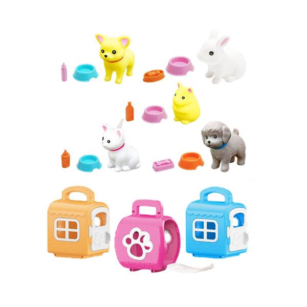 Kovčeg Animal Pet House je šarena plastična kućica dimenzija 8x6x10 cm koja dolazi s mekanom figuricom kućnog ljubimca, posudicom za hranu i dodacima. Idealan prenosivi set za igru djece od 3 godine naviše.