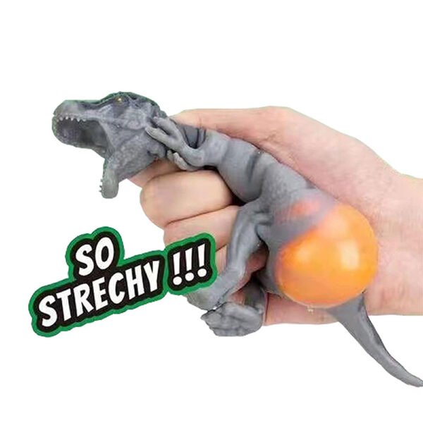 Rastezljivi dinosaur je zabavna i fleksibilna igračka dimenzija 11x4x15 cm, dostupna u zelenoj, smeđoj i sivoj boji. Pakiranje dimenzija 20x5x22 cm. Siguran proizvod za djecu 3+ u skladu s EU normama.
