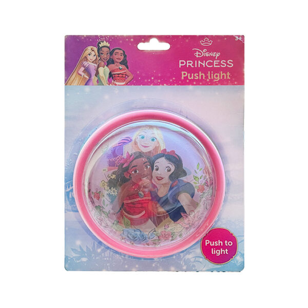 Dječja lampa na baterije (okrugla, promjera 14 cm) u 4 različita dizajna – Spiderman, Disney Princess, Disney Stitch i Paw Patrol. Radi na 4 AA baterije, pali se dodirom i idealna je za dječje sobe.