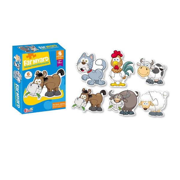 Baby puzzle Vozila, Farma i Zoo set sadrži 6 slagalica dimenzija cca 18 x 13 cm. U pakiranju dolaze tri modela: simpatične životinje s farme, životinje iz zoološkog vrta i razna vozila. Namijenjeno djeci 3+ godine.