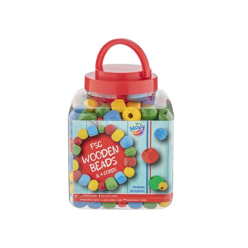 Perlice drvene Color dolaze u praktičnoj prozirnoj kutijici s ručkom za nošenje. U pakiranju se nalaze šarene drvene perlice u raznim bojama i oblicima te 4 špagice za izradu nakita.