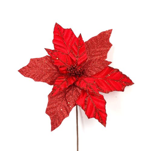 Ukrasna Božićna zvijezda 31 cm u crvenoj boji s blještavim detaljima donosi eleganciju i toplinu u svaki dom. Idealna za božićno drvce, aranžmane i blagdanske dekoracije.