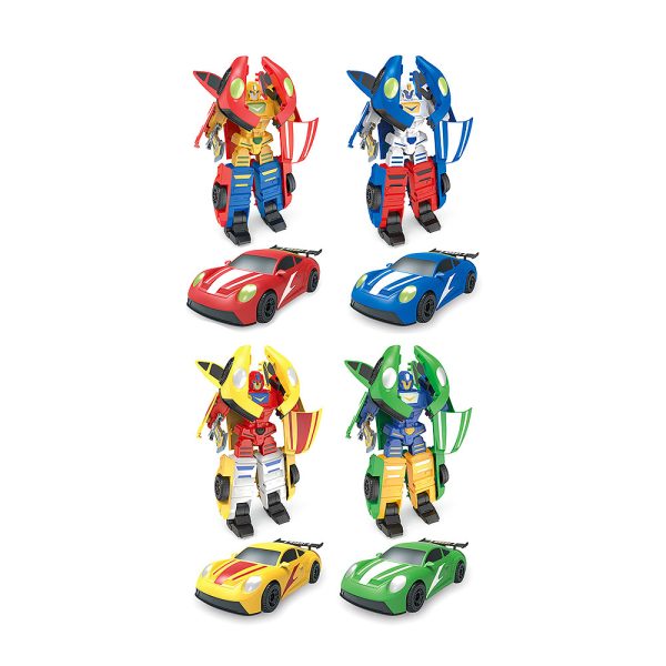 Robot Transform Battle Car 2 u 1 – pretvori automobil u moćnog robota! Dostupan u 4 boje: crvena, plava, zelena i žuta. Dimenzije pakiranja 34×30×8,5 cm. Sigurna igračka za djecu 3+ godine, izrađena prema EU normama.