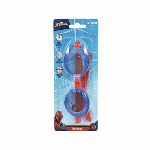Dječje naočale za plivanje Spiderman Bestway s Marvel motivom. Podesiva traka, UV zaštita i udoban dizajn za djecu 3+ godina – idealne za bazen i more.