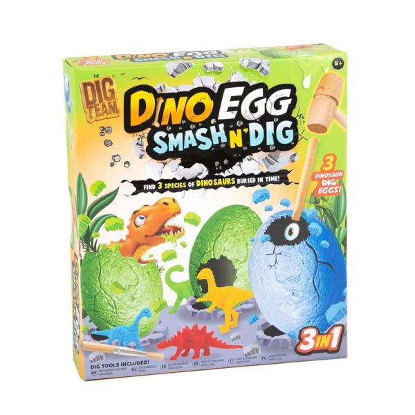 IGRA ISKOPAVANJA DINO EGG 3u1 edukativni je set za djecu koji sadrži 3 dino jaja, skrivene dinosauruse i alat za iskopavanje. Idealno za kreativnu i zabavnu igru.