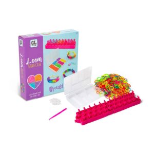 Set za izradu narukvica LOOM sadrži loom alat, više od 1200 šarenih gumica, kopče, kukicu i kutiju za pohranu. Kreativna igračka za izradu dječjih narukvica i modnih dodataka.