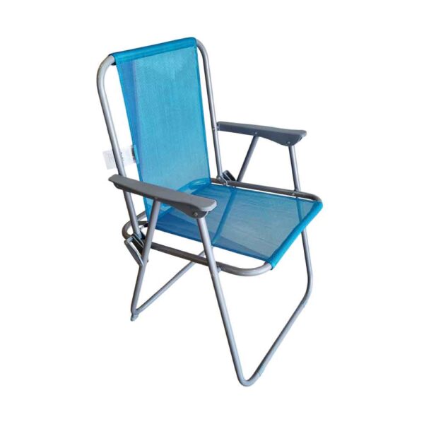 Sklopiva stolica za plažu i kampiranje s čeličnom konstrukcijom i izdržljivom Oxford tkaninom. Dimenzije stolice su 51 x 48 x 87 cm, a visina sjedišta 38 cm.