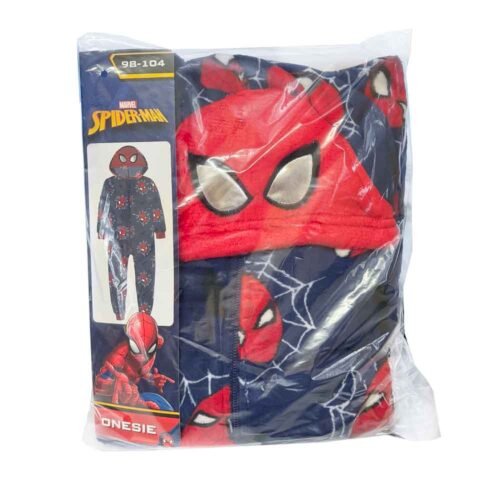 Kombinezon Spider-Man za djecu izrađen je od 100% poliestera. Ima kapuljaču s motivom Spider-Man maske, prednji patentni zatvarač te elastične završetke na rukavima i nogavicama. Dostupan je u veličinama 98/104, 110/116 i 122/128.