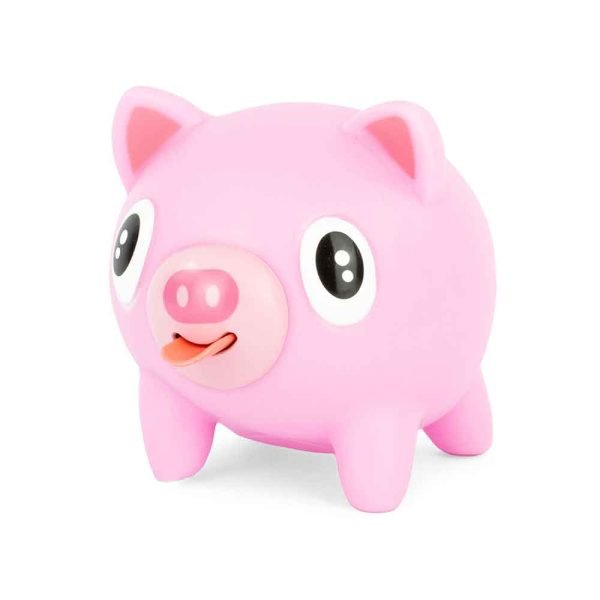 Simpatični Noisy Pig prilikom stiskanja trbuščića isplazi jezik i proizvede smiješan zvuk. Mekana senzorna igračka dostupna je u ružičastoj, bijeloj i žutoj boji. Baterije nisu potrebne, a namijenjena je djeci od 3 godine. Dimenzije su približno 10,5 × 9,5 × 9 cm.
