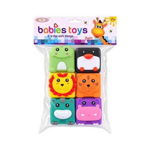 gumene-kocke-za-bebe-animals-6-1-model-2 Baby gumene kocke Animals 6/1 sa žabom, pingvinom, lavom, tigrom, zebrom i nilskim konjem