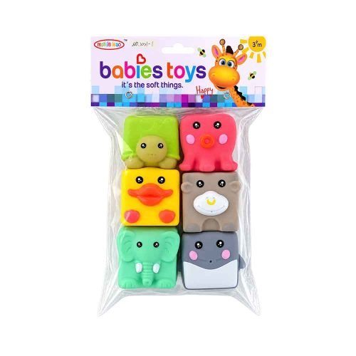 Baby gumene kocke Animals 6/1 s motivima kornjače, hobotnice, patke i slona u pakiranju