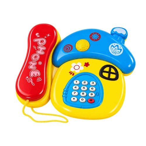 muzicki-telefon-za-bebe-2 Baby muzički telefon za bebe s plavim krovom i crvenom slušalicom