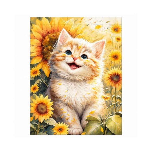 Puzzle od 300 dijelova dostupne u dva modela: vesela mačka među suncokretima ili skupina simpatičnih pasa u zimskom okruženju. Dimenzije pakiranja iznose 26 × 20 × 5 cm.