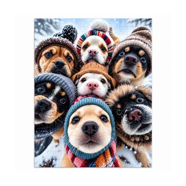 Puzzle od 300 dijelova dostupne u dva modela: vesela mačka među suncokretima ili skupina simpatičnih pasa u zimskom okruženju. Dimenzije pakiranja iznose 26 × 20 × 5 cm.