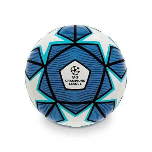 Gumena nogometna lopta Champions League veličine 5 u plavoj i bijeloj boji s tirkiznim i crnim detaljima