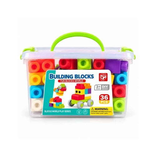 kocke-fun-blocks-3 Velike kocke Big Blocks 36 dijelova u prozirnom kovčegu s ručkom, dimenzije 25 × 17,5 × 13 cm