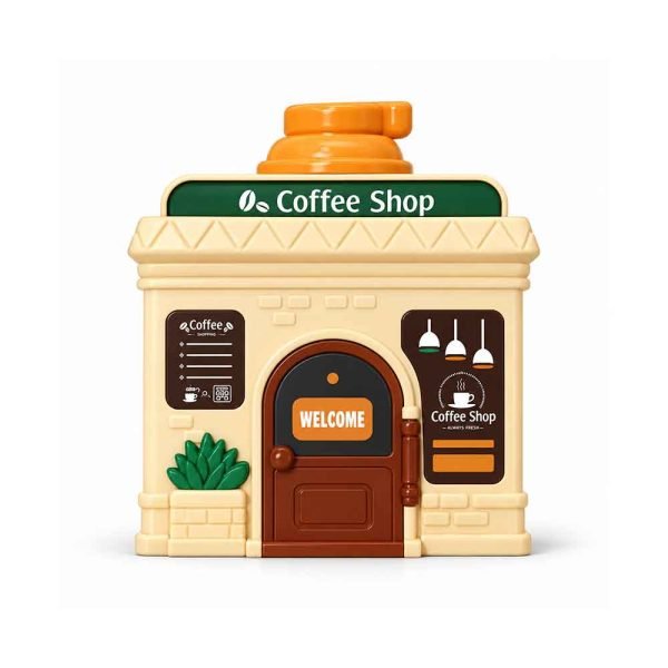 Kućica DIY Fantastic Scene Coffee Shop – krem kafić sa smeđim i narančastim detaljima