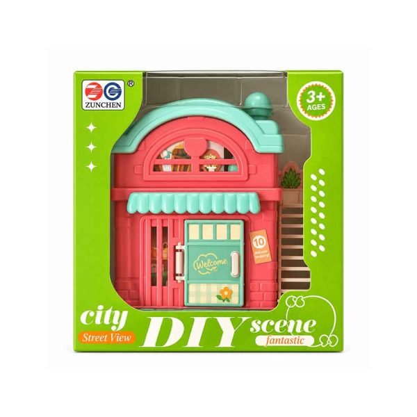 Kućica DIY Fantastic Scene House – koraljnoružičasta kućica s mint zelenim detaljima