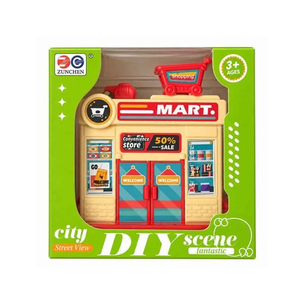 Kućica DIY Fantastic Scene Mart – krem trgovina s crvenim i tirkiznim detaljima