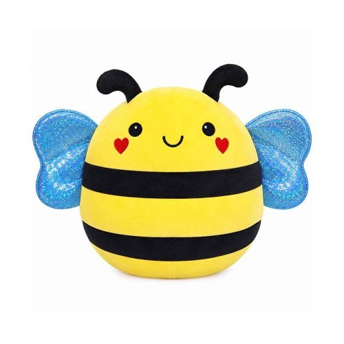 plisani-jastuk-animal-pcelica-35-cm Žuti plišani jastuk Animal pčelica 35 cm s crnim prugama i sjajnim plavim krilima