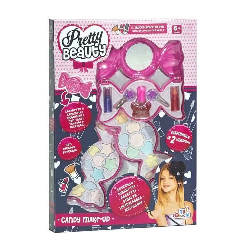 Dječja šminka Big Candy Box dolazi u velikom kućištu u obliku bombona s ogledalom, sjenilima, ruževima, sjajilima, lakom za nokte i priborom. Dostupna su dva modela, a odabir je moguć. Dimenzije pakiranja iznose 37 × 25 × 5 cm.