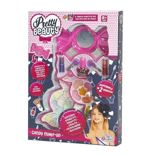 Dječja šminka Big Candy Box dolazi u velikom kućištu u obliku bombona s ogledalom, sjenilima, ruževima, sjajilima, lakom za nokte i priborom. Dostupna su dva modela, a odabir je moguć. Dimenzije pakiranja iznose 37 × 25 × 5 cm.