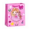 Ružičasta poklon vrećica Girl Fashion 30 × 42 cm s djevojčicom i jednorogom