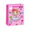 Poklon vrećica Girl Fashion 30 × 42 cm s djevojčicom u plavoj haljini i lizalicom